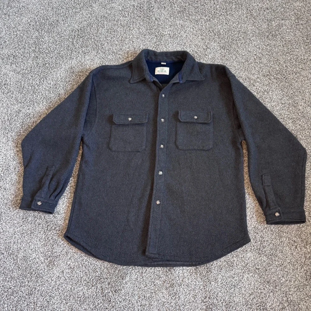 Red Head Dark Gray Fleece Jacket Men's XL Button Up Collared Chest Pockets Soft